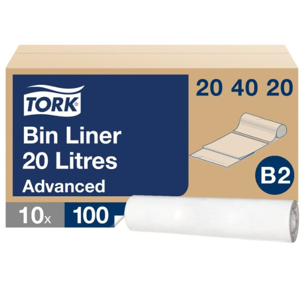 Tork Afvalzak 20 liter, wit B2, 58x30x23cm