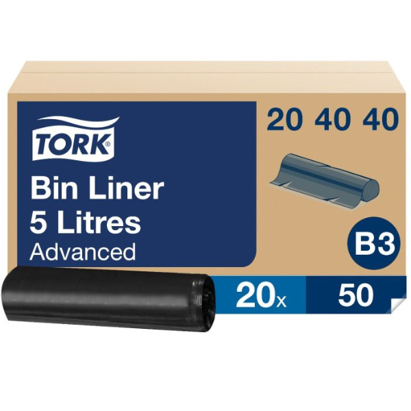 Tork Afvalzak 5 liter zwart B3, 39x39x12cm