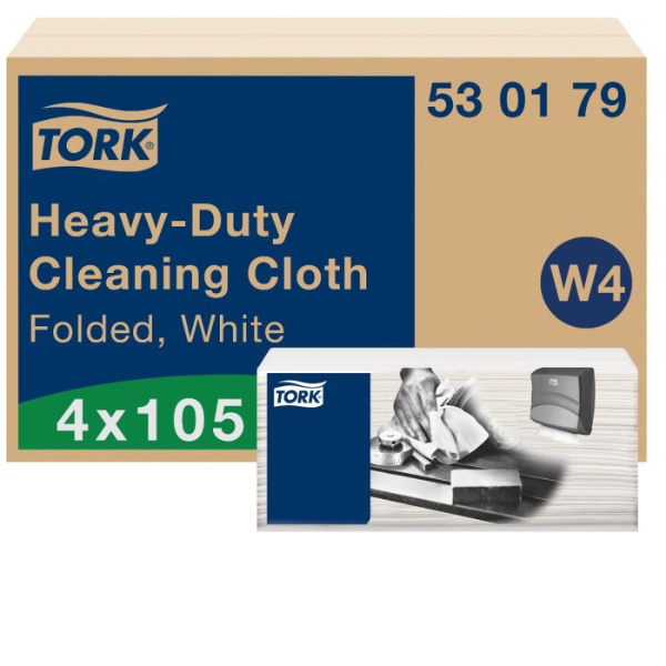 Tork Heavy-Duty 4x105st Gevouwen Reinigingsdoek Wit W4 4 x 105 doeken