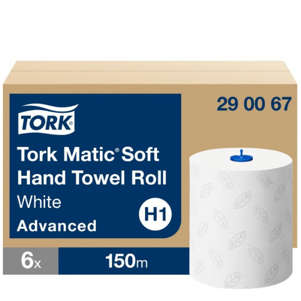 Tork Matic® Zachte Handdoekrol Advanced, 2-laags, wit H1, 150mtr/21cm
