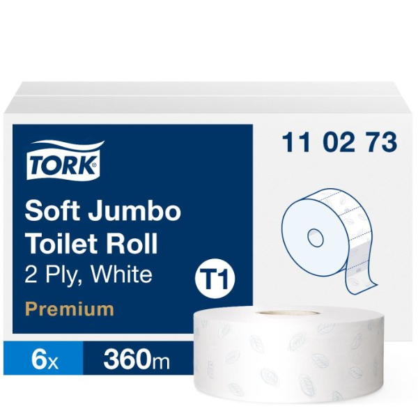 Tork Zacht Jumbo Toiletpapier Premium, 2-laags, wit T1, 360mtr/9,7cm