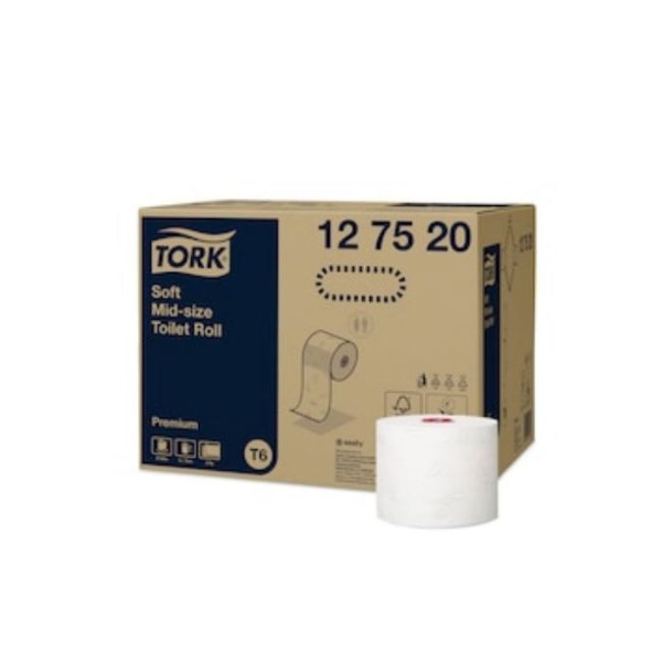 Tork Zacht Mid-size Toiletpapier Premium, 2-laags, wit T6, compact, 90mtr/9,9cm