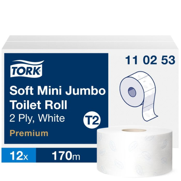 Tork Zacht Mini Jumbo Toiletpapier Premium, 2-laags, wit T2, 170mtr/10cm