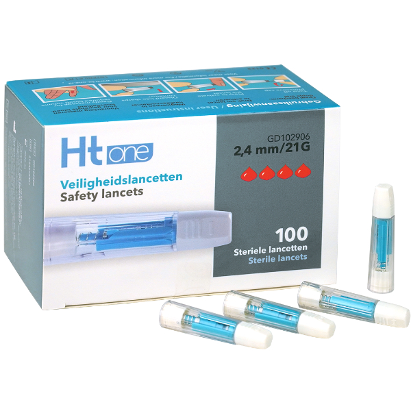 Veiligheidslancetten HT One 2,4 mm blauw