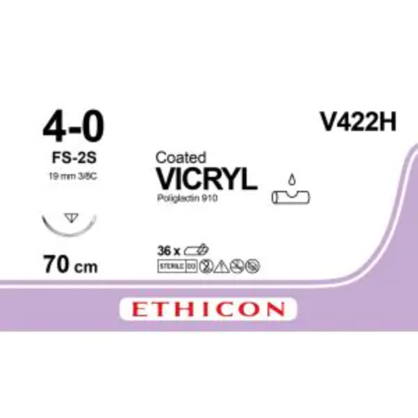 Vicryl hechtdraad 4-0 ongekleurd FS-2S naald 70 cm