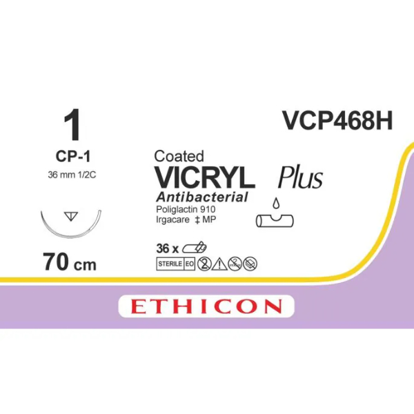 Vicryl hechtdraad 1 CP-1 70 cm