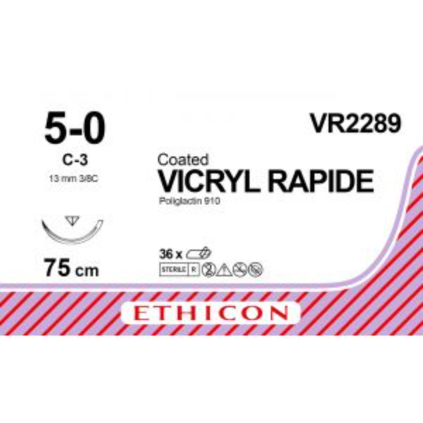 Vicryl hechtdraad 5-0 C-3 naald 75 cm