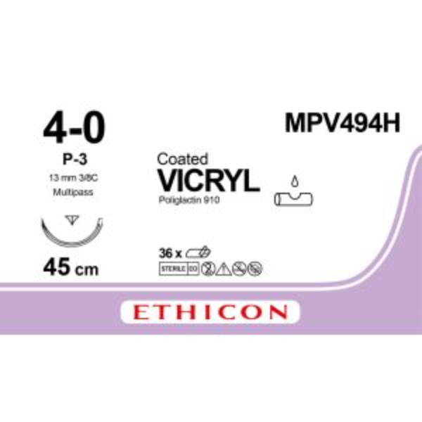 Vicryl hechtdraad 4-0 P-3 naald 45 cm