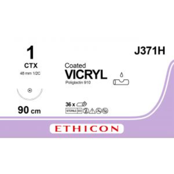 Vicryl hechtdraad 1-0 90cm CTX violet
