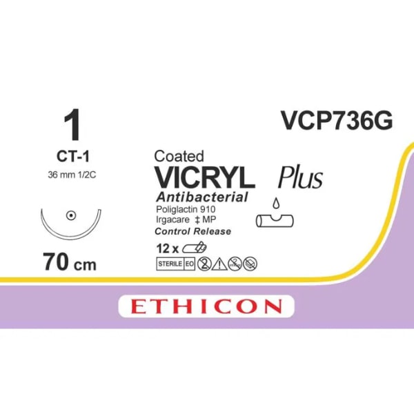 Vicryl Plus 0 70cm violet CT-2, foto 2 van 2