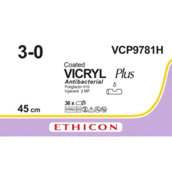 Vicryl Plus 3-0 6 x 45 cm ongekleurd
