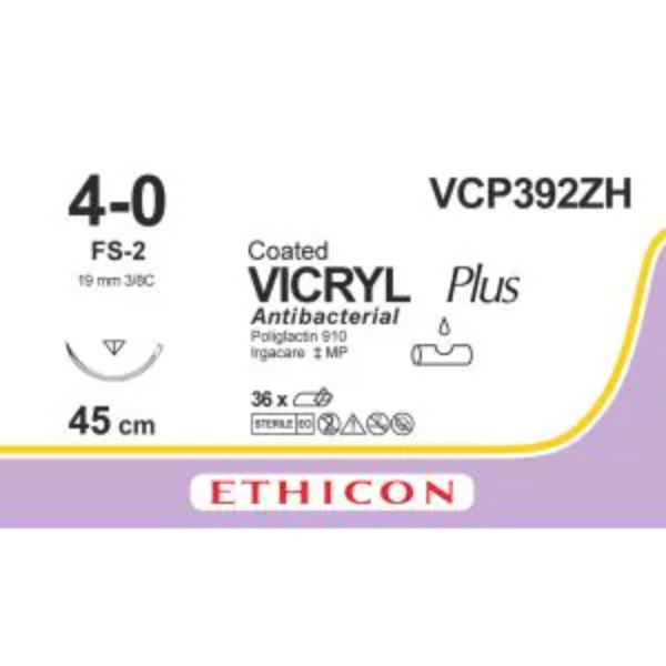 Vicryl Plus hechtdraad 4-0 45 cm violet FS-2 naald