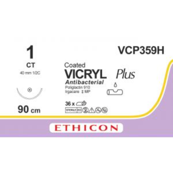 Vicryl plus hechtdraad 1-0 90cm CT- violet