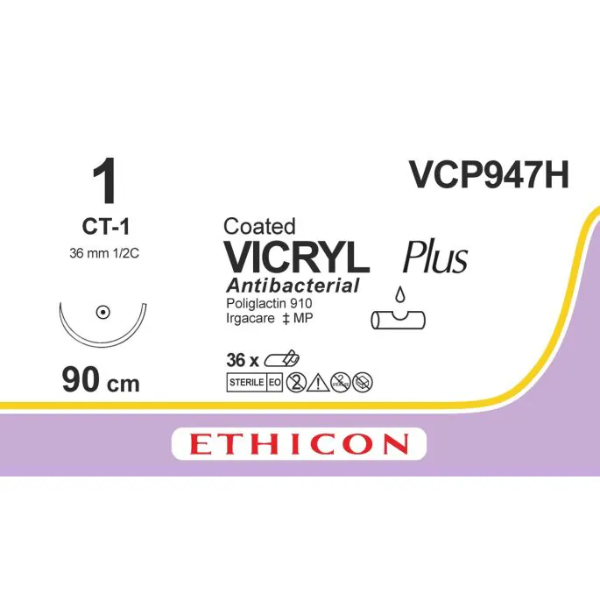 Vicryl Plus hechtdraad gecoat 1 CT-1 naald