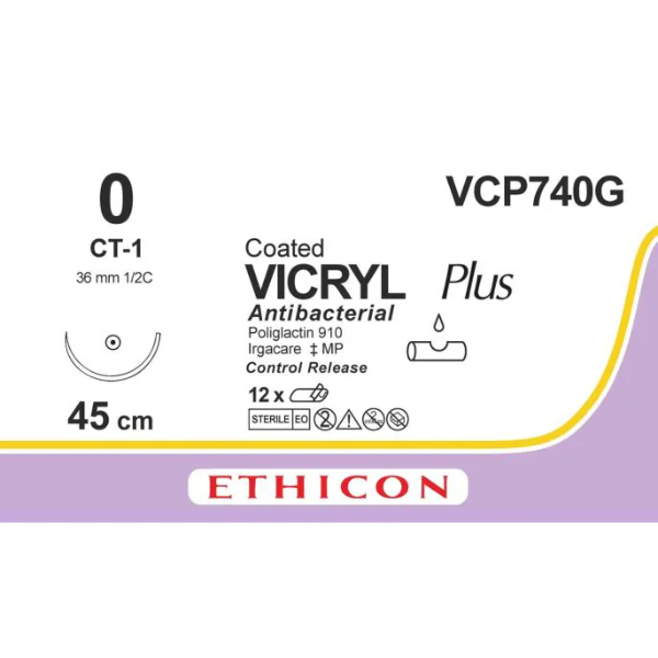 Vicryl Plus hechtdraad gecoat violet 0 CT-1 CR naald