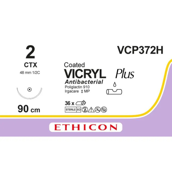 Vicryl Plus hechtdraad gecoat violet 2 CTX naald