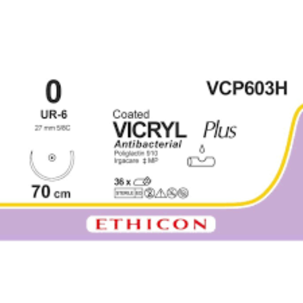 Vicryl plus hechtdraad VCP603H draaddikte 0 en 70 cm lang UR-6 naald